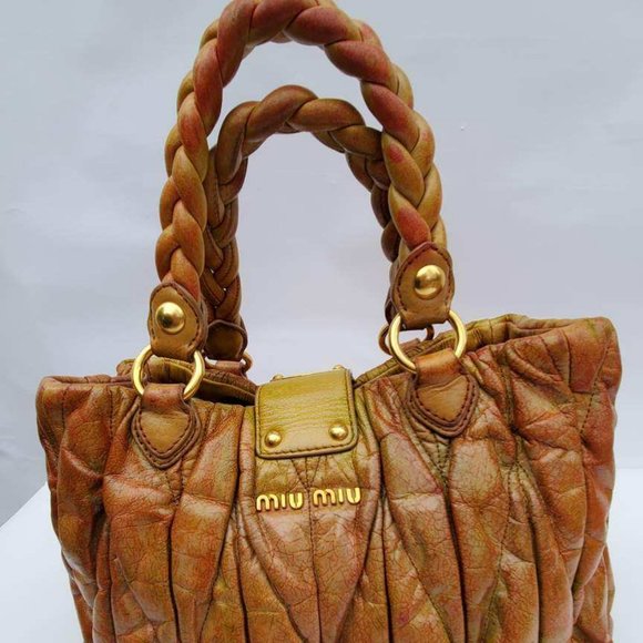 Miu Miu Metelasse Prada Leather purse hobo crossbody pink red yellow orang green - Picture 5 of 14